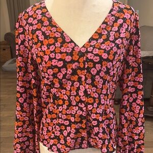 All in Favor Black and Pink button up Blouse